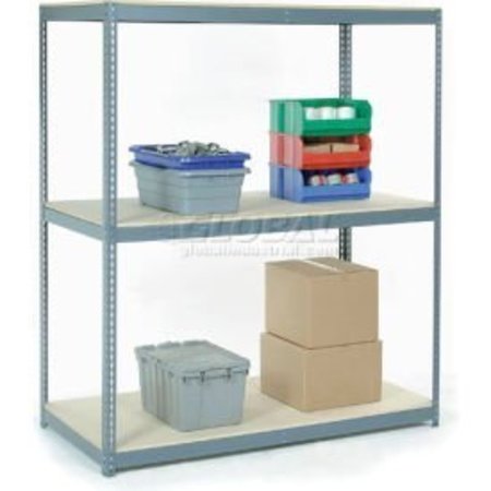 GLOBAL EQUIPMENT Wide Span Rack 96"W x 24"D x 84"H With 3 Shelves Wood Deck 800 Lb Capacity Per Level - Gray 601634A